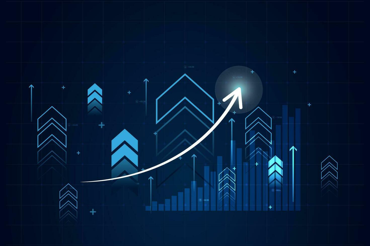 Financial chart with rising trend