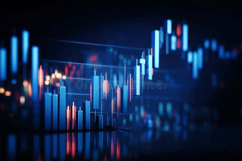 Financial chart blue